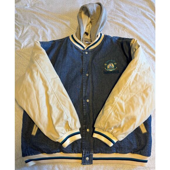 Eeyore Size XL Denim Varsity Y2K Jacket Double Sided Vintage The Disney Store - Picture 1 of 8